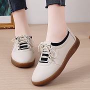 Beige Women's Fashion Soft Sole Cowhide Lazy Shoe - 2