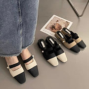 Black French Style Small Square Heel Shoes - 3