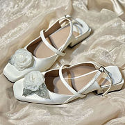 Old French Style Pink White Low Heel Sandals - 1