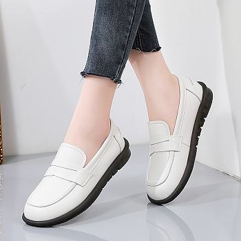 White Soft Sole Women's Leather Shoes