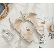 White vintage soft leather ladies high heel sandals - 5