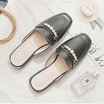 Women's Fashion Soft Leather Soft Toe Sandals Black