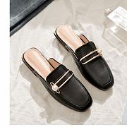 Women's Fashion Soft Leather Soft Toe Sandals Black - 3