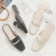 Women's Fashion Soft Leather Soft Toe Sandals Black - 4