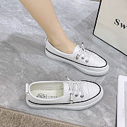 Women's soft leather sneakers with elastic band White - 3