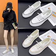 Women's soft leather sneakers with elastic band White - 4