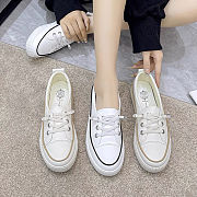 Women's soft leather sneakers with elastic band White - 5