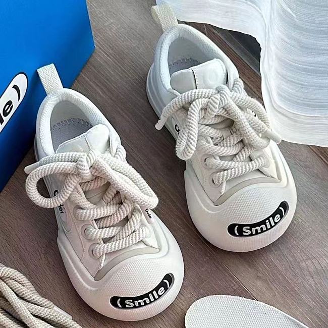 Canvas Sneakers Open Toe Cute Smiling Pattern For Women - 1