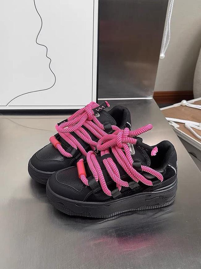 High Top Black Pink Stripe High Quality Sneaker  - 1