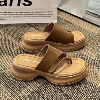 Beige Leather Sandal Slide High Quality 