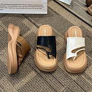 Beige Leather Sandal Slide High Quality  - 3