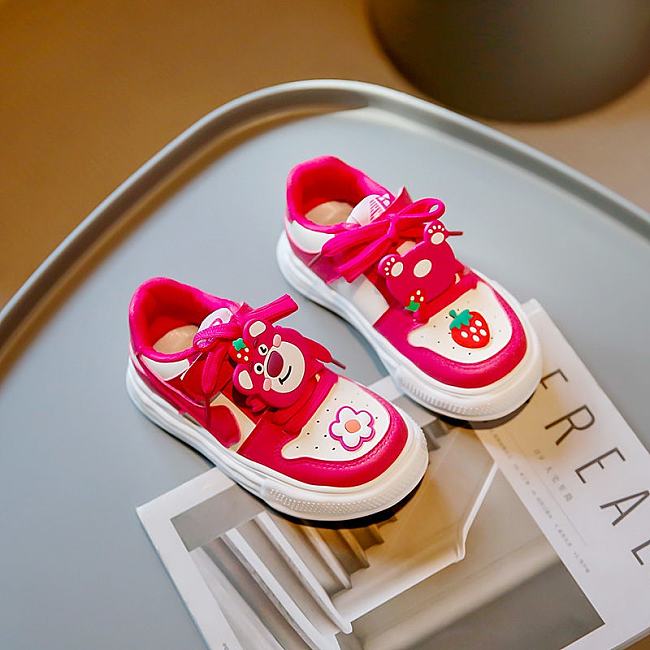 New children's sneakers cute cartoon strawberry bear casual - 1