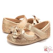 Baby girl golden glitter bow flat princess shoes baby soft bottom non-slip comfortable casual toddler shoes - 2