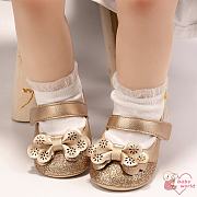 Baby girl golden glitter bow flat princess shoes baby soft bottom non-slip comfortable casual toddler shoes - 5