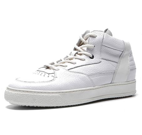 White Leather High Top Sneakers - 1