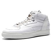 White Leather High Top Sneakers - 1