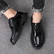 Men's fashion soft leather stitched high sole shoes - 2