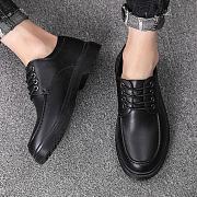 Men's fashion soft leather stitched high sole shoes - 3