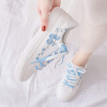 Cute floral embroidered sneakers for women