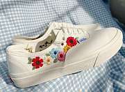 Custom Painted Shoes with Wildflowers and Bees Painting - 4